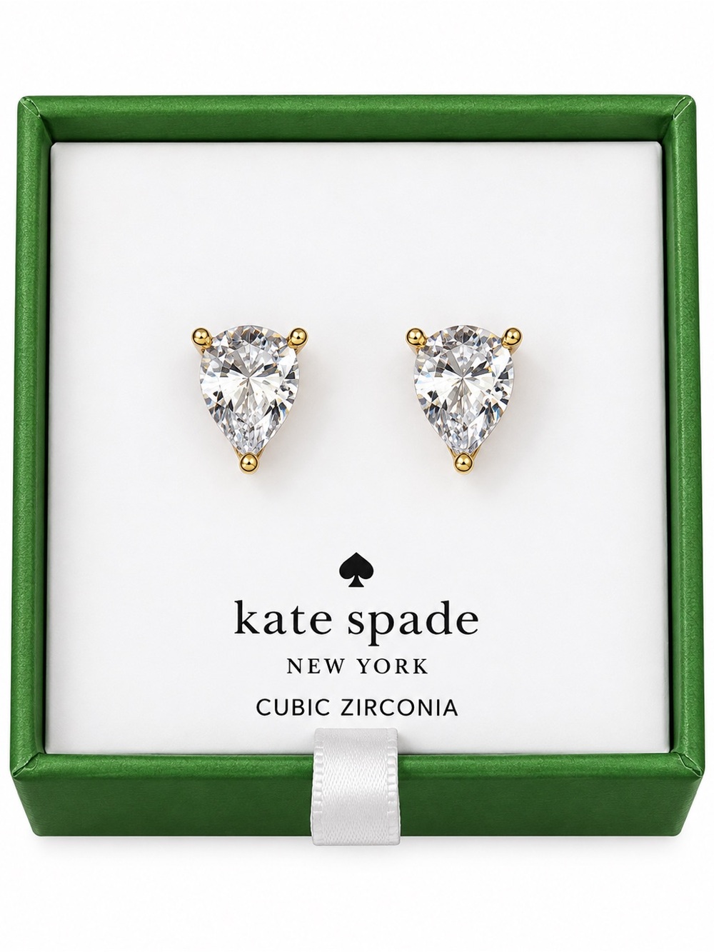 kate spade New York Gold Pear Cubic Zirconia Stud Earrings - Clear